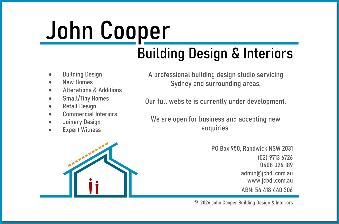 John Cooper Building Design & Interiors. A professional building design studio servicing Sydney and surrounding areas. Our full website is currently under development. We are open for business and accepting new enquiries.